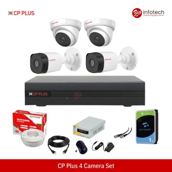 CP Plus 4 Camera Set with 2.4MP 2 Dome 2 Bullet 4Ch DVR